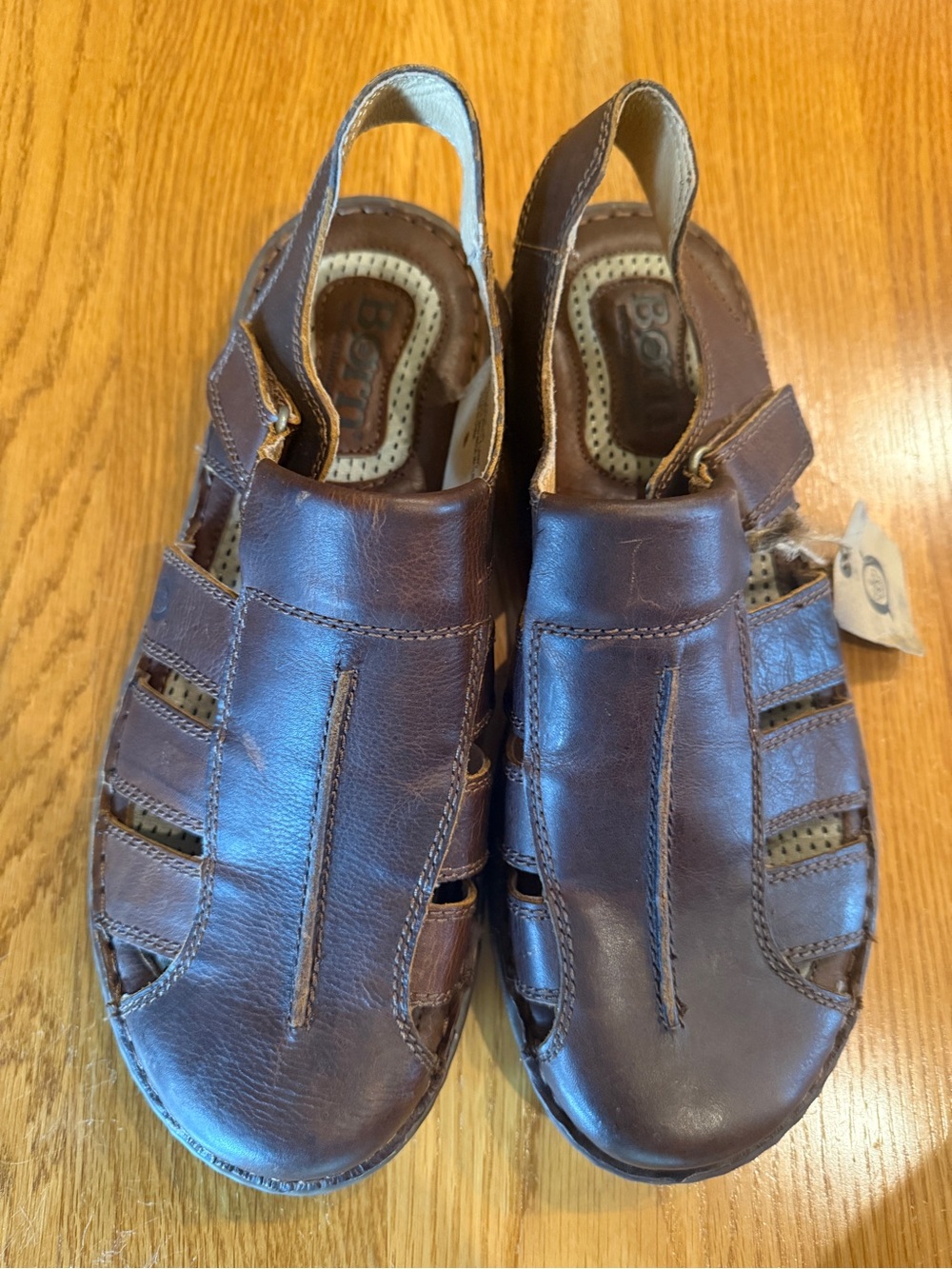 Børn Whigham Men's Leather Fisherman Sandals Brown Closed Toe Size 13M NWT